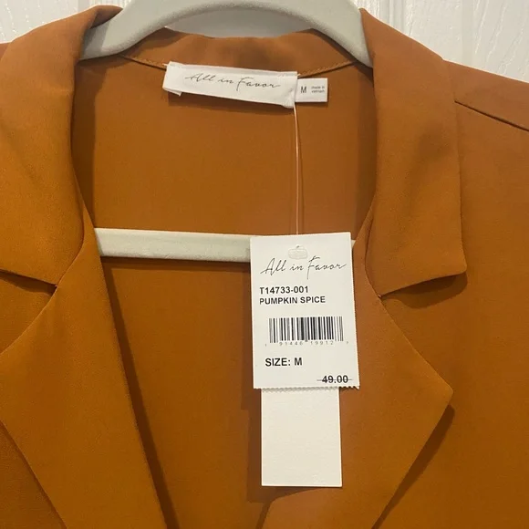 NWT Elegant Rust color long sleeve blouse size Medium polyester - Picture 3 of 7